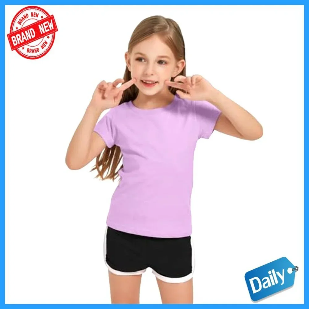 6 Pack Girls Cotton Short Sleeve Tees Toddler Summer Tops